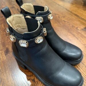 Steve Madden Black and Gold Combat Boots with Chunky Sole